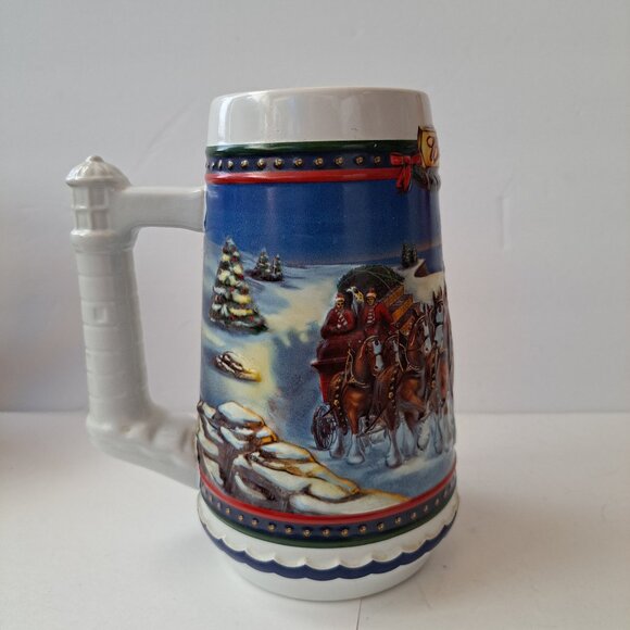 Guiding The Way Home 2002 Budweiser Holiday Beer Stein Mug Lighthouse - Picture 7 of 8